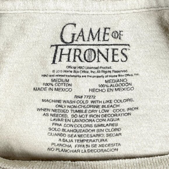 Game of Thrones the North Remembers Beige T-Shirt Size Medium - Picture 3 of 4